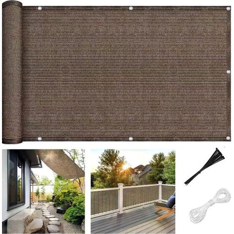 Balkon Sichtschutzwand 0,9 x 5 Meter Braun HDPE Material UV und witterungsbeständig für Terrasse, Garten und Geländer (1/5)