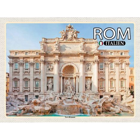 Panneau en bois 30x40 cm Rome Italie Fontaine de Trevi Sculpture Image Motif Voyage Motif Aventure