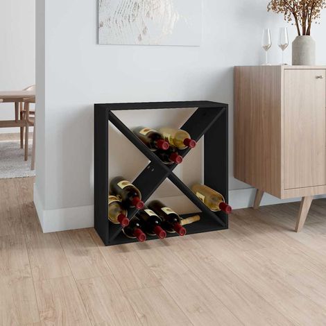 Weinregal Schwarz 62x25x62 cm Massivholz Kiefer
