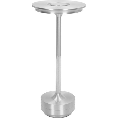 Wiederaufladbare LED-Tischleuchte, 16 Farben, tragbar, modern, Metall, RGB, mit Fernbedienung für Wohnzimmer oder Büro, Silber (1/5)