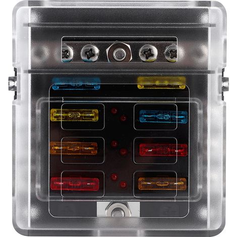 6-facher 12V-24V Kfz-Stromverteiler-Flachsicherungshalterkasten mit Sicherungen (1/5)