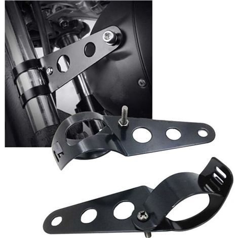 Staffa universale per faro da moto (da 38 a 51 mm), clip di montaggio nera (1/3)
