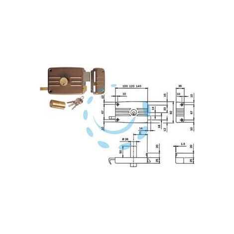SERRATURA APPLICARE PORTE IN LEGNO DOPPIO CILINDRO FISSO 431/432 - mm.70 SX 3 mandate (432703E)