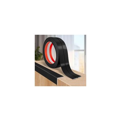 Baguette en PVC auto-adhésive « Angle » pour protection des bords de carrelage et de plafond – Moulure décorative souple et brillante, noir mat, 4 cm × 3 m