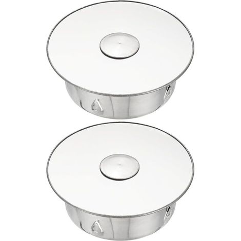 Lot de 2 Bouchon pour Tuyau, Cache-trou de cheminée, Cache Tuyau, Couvercle De Trou De Cheminée,Bouchon Cheminée Perforé en Acier Inoxydable Ø 83mm Profondeur 42mm, argent (1/5)