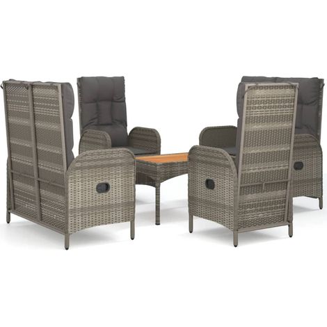 Maison Exclusive - Set da Pranzo da Giardino 5 pz con Cuscini in Polyrattan Grigio (1/5)
