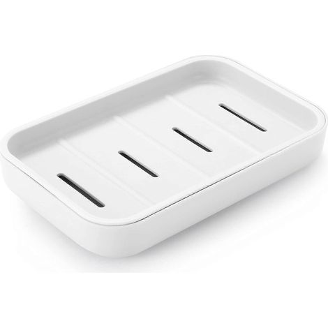 Porte-savon de salle de bain avec évacuation, protège-savon de douche, facile à nettoyer, sèche rapidement, empêche le savon de s'accumuler (blanc) (1/5)