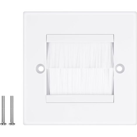 Sortie de Cable Prises, 1 Pcs Plaque Murale de Brosse, Plaques de Brosse avec Ouverture à Brosses, Livré avec Deux Vis, pour Passage de Câble, Prise Murale, Sortie de Cable Prises, TV (1/5)