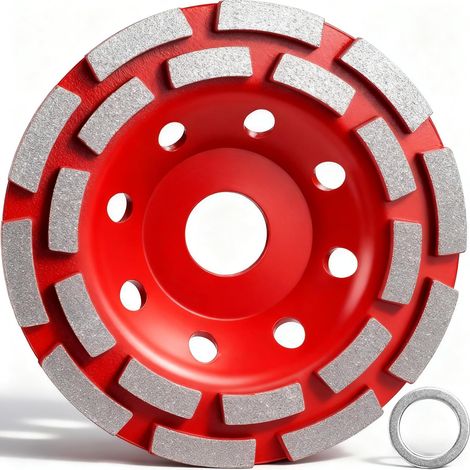 Meule Diamantée 125 mm x 22,23 mm Meules Boisseaux Disque Abrasif Extra Speed pour Béton, Granit, Pierre, Maçonnerie, Marbre, Plâtre, Rouge (1/5)