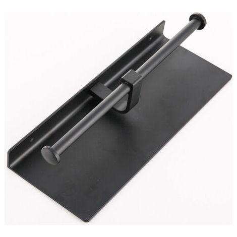 Porte-rouleau de papier toilette sans perçage avec support pour téléphone portable, support mural double pour salle de bain (noir) (1/4)