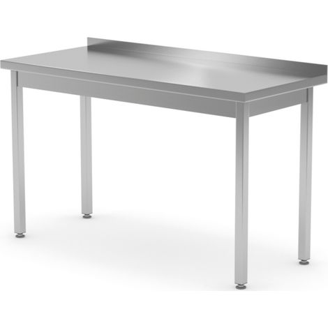 Tavolo da lavoro a parete in acciaio con bordo 100x70x85 cm - Hendi 812679 (1/2)