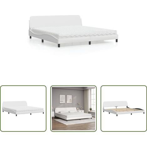 Matelas en mousse -  Lit avec matelas Dover blanc 200x200 cm similicuir (1/5)