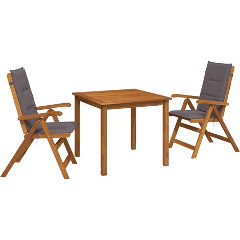 3-Piece Garden Dining Set Natural Solid Acacia Wood vidaXL (1/5)