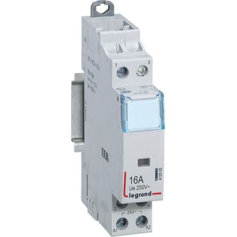 Contacteur de puissance CX³ bobine 24V sans commande manuelle - 2P 250V 16A - contact O+F - 1 module - LEGRAND