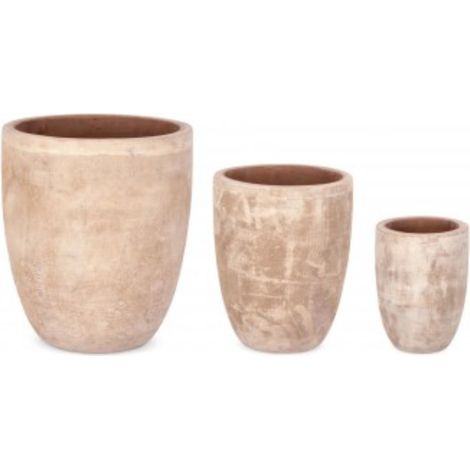 Set 3 PortaVaso Minh Svas Terracotta Marrone per uso esterno.