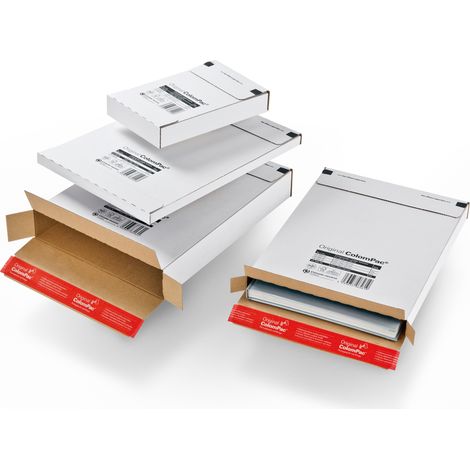 Lot de 100 Boîte d'expédition 24,4 x 34,4 x 2,8 cm blanche