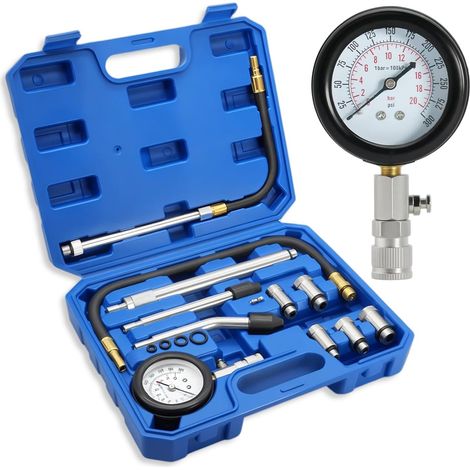 Kit de 11 Testeurs de Compression, Pour Moteur à Essence 0-300 PSI / 0-20 Bar, Testeur de Compression Pour Moteur à Essence de Voiture, Manomètre de Compression (1/5)