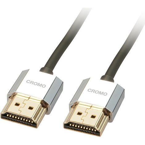 Câble HDMI 2.0 CROMO Slim High Speed 1 Mètre avec Ethernet, Design Slimline, 4k@60Hz 18G 3D 1080p HDCP 2.2 HDR ARC CEC Testé ATC Ecran TV OLED, Xbox, PS4, PS5, Blu-Ray, Barre de Son (1/4)