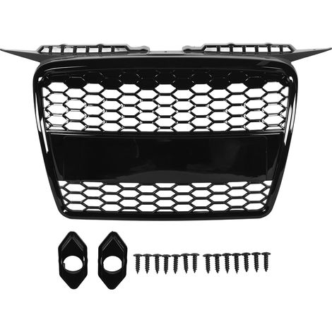 Grille de Calandre Avant, de Calandre de Pare-Chocs de Capot Avant en Nid d'abeille Noire Brillante pour A3/A3 (châssis 8P) 2004-2008 (1/5)