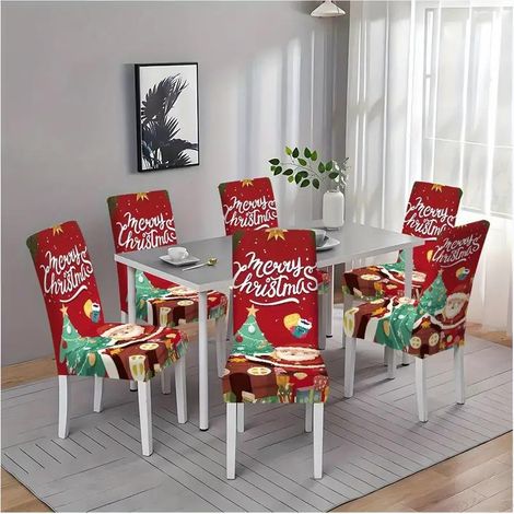 Housses de chaises universelles élastiques, imprimées numériquement et décorées pour le Nouvel An et Noël, couvrant entièrement la table et les chaises, pour la maison, vendues à l'unité.
