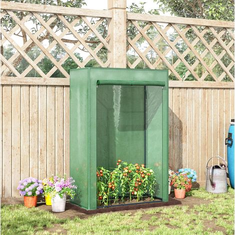 Invernadero de jardín con puerta enrollable 100 x 50 x 150 cm en acero y plástico verde oscuro (1/5)