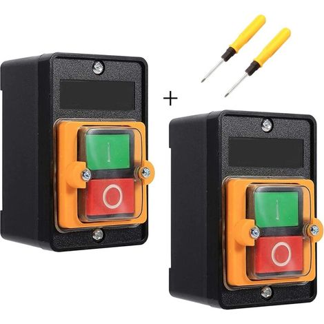 2 pcs Commutateur à Bouton Poussoir, AC220V / 380V 10A Interrupteur à Bouton de Commande de Puissance étanche Monophasé/Triphasé, Bouton de Commande Marche/Arrêt Avec Coquillage, Interrupteur Machine (1/5)