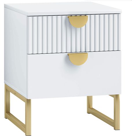 Stylish White Two-Drawer Nightstand for Bedroom Storage and Organization