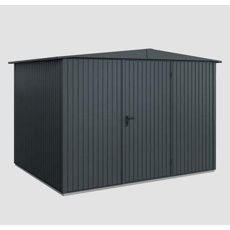Hörmann Ecostar Metall-Gerätehaus Trend mit Satteldach Typ 3, 324 x 248 cm, anthrazitgrau, 7,2 m², 1-flüglige Tür
