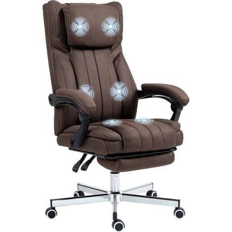 Fauteuil de massage, 6 points de massage avec télécommande à hauteur réglable, repose-pieds et appuie-tête brun foncé