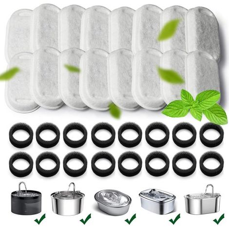 Katzenwassernapffilter, 32er-Packung, für PETLIBRO Edelstahl 67 oz/2 Liter verstellbare Haustier- und Hundewassernäpfe (16+16er-Packung) (1/5)