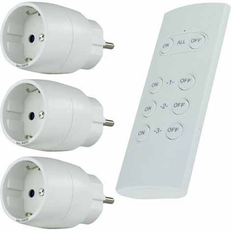 REV 0085500103 - Enchufe inalámbrico (3 enchufes con Mando a Distancia, hasta 30 m, 3680 W/St), Color Blanco