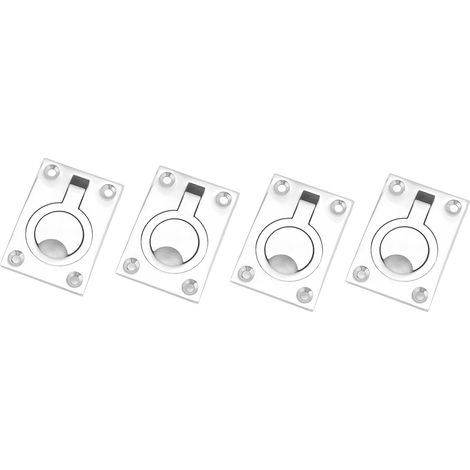 Set aus 4 quadratischen, eingelassenen Griffen 63 x 44 mm aus Edelstahl 316 für Schrank- und Spindtüren.