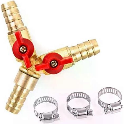 Raccord en Y à 3 voies 8/10 mm pour robinetterie, raccord pour tuyau d'air, d'eau et de gaz avec collier de serrage en acier inoxydable (1/5)