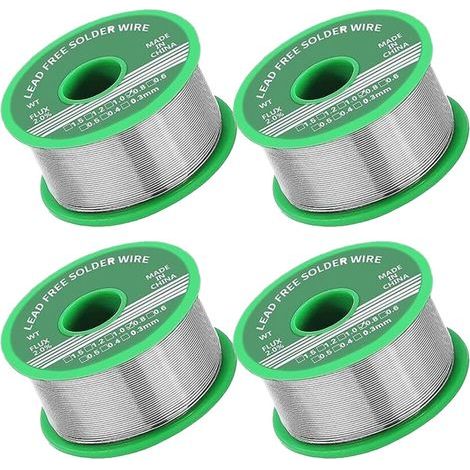 Lot de 4 Étain de soudure 0,8 mm, étain sans plomb avec noyau de colophane, étain à souder avec flux 20 g, fil de soudure pour la réparation et le bricolage des composants de soudure électriques élect (1/5)