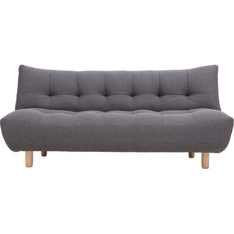 Miliboo – Canapé convertible scandinave 3 places en tissu gris foncé – Dossier inclinable – Dimensions L189 x P102 x H89 cm – Pieds en bois de chêne