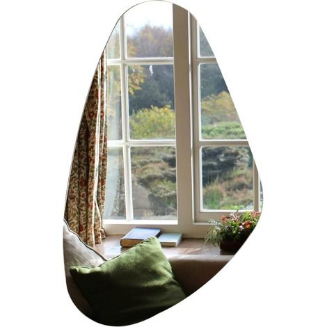 Asymmetrischer, ovaler Dekospiegel, 50 x 85 cm – Wandspiegel – Für Wohnzimmer, Badezimmer, Flur, Eingangsbereich – Wanddekoration (1/4)