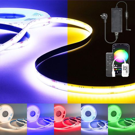 5M COB Wifi Ruban Led,Led Chambre RGBW+Blanc chaud 784led/M DC24V, Led Ruban Bande Led RGBWW Multicolore fonctionne avec Google Home assistant,LED bande avec Télécommande (1/5)