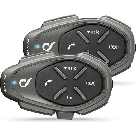 INTERPHONE TOUR - Doppio - Interfono Moto Bluetooth, Fino a 4 Motociclisti, Distanza 1.5 Km, Autonomia 25 Ore, Fast Charge, Radio, Mp3, GPS, Impermeabile, Universale. (1/5)
