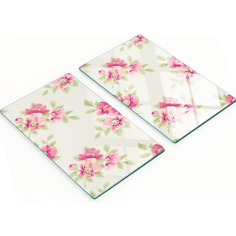 Dekorative Glasschneide- und Servierbretter mit Blumenmuster, 2 x 30 x 52 cm (1/5)