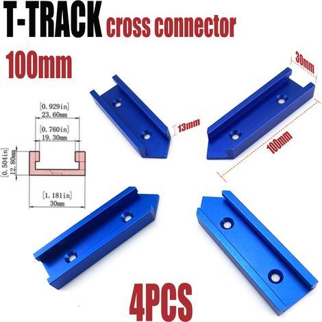 Bleu 100 (4 pièces par ensemble) Connecteur à rainure en T, rainure en croix universelle type 30 pour le travail du bois, rainure de connexion en forme de croix, rainure de travail du bois type 30. (1/5)