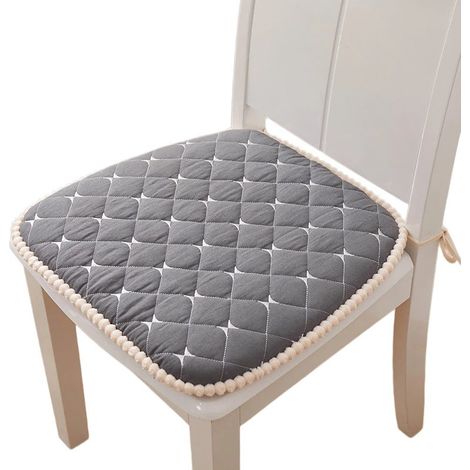 Coussin de chaise antidérapant 45x45cm, en fibre de polyester lavable, pour restaurants, motif à carreaux gris (1/5)