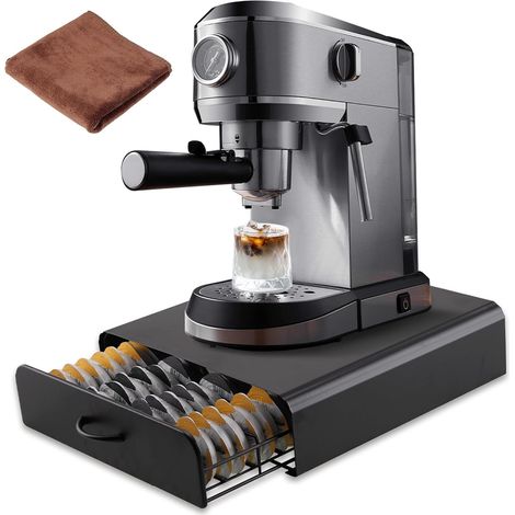 Porte Capsules,Tiroirs de Rangement,Tiroir Capsule de Café,Tiroir Métal,64 Capsules Porte-Capsules pour Tassimo,Distributeur Capsules pour La Maison,Bureau,Envoyer 1 Chiffon de Nettoyage (1/5)