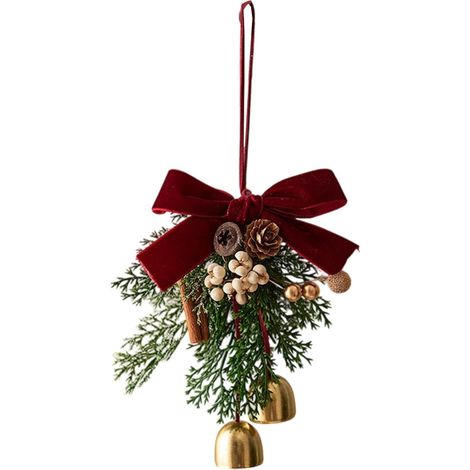 Decorazione a forma di campana di pino (1 pezzo) - Decorazione natalizia - Decorazione per portico anteriore, parete esterna, finestre, camino, albero di Natale, ghirlande - Campane di Natale - Decora