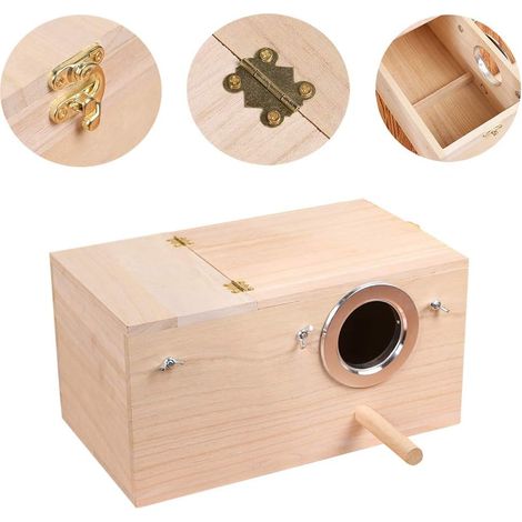 Nichoir en bois pour perruches – Nichoir pour la reproduction et l'accouplement – Convient aux inséparables, calopsittes, perroquets, perruches ondulées et perruches – XL (1/4)