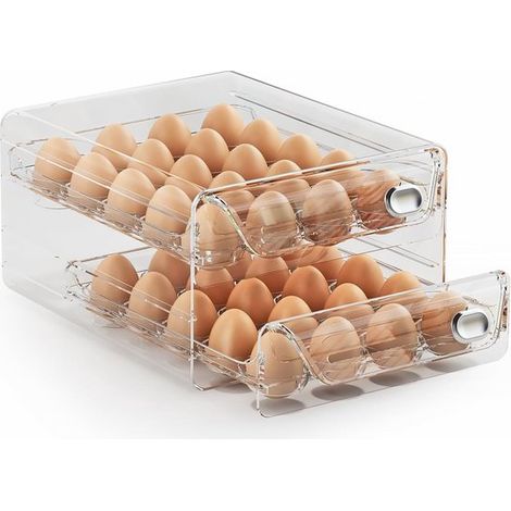 Organizador de huevos para refrigerador con capacidad para 40 huevos，organizador de huevos para refrigerador，organizador de huevos de 2 niveles (1/5)