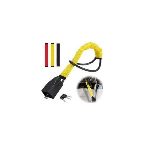 Verrou de volant antivol en acier inoxydable – Système de verrouillage double – 3 clés incluses – Compatible voitures, fourgonnettes, SUV