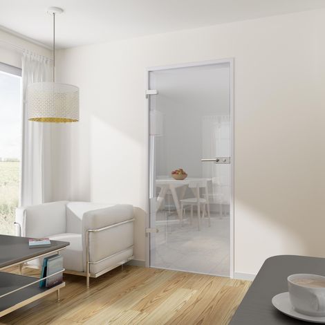 Tür Drehtür Glastür 834 x 1972 DIN links mit Beschlag ESG klar Wohnungstür - Tür + Beschlag DB70 (verriegelbar)