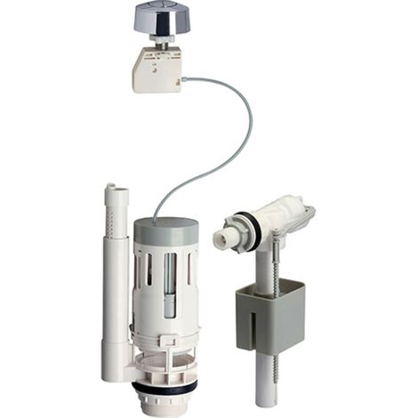 Mécanisme de chasse d'eau à bouton poussoir double débit 3L/6L – Robinet flotteur pour alimentation latérale – Réglable en hauteur