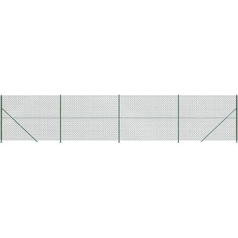 Maison Exclusive - Maschendrahtzaun mit Bodenflansch Grün 1,4x10