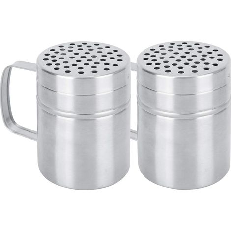 Salière et poivrière avec poignée, flacon à épices en acier inoxydable avec couvercle percé pour sel/poivre/cannelle/sucre glace/épices barbecue (1/5)